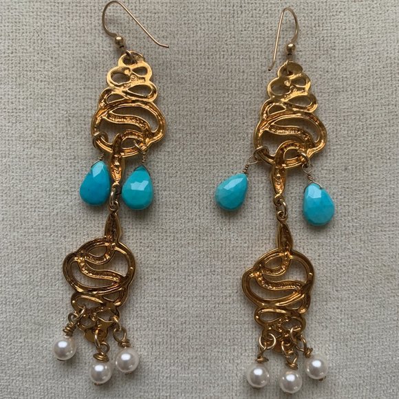 Turquoise Drop Earrings - Picture 2 of 3